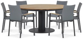 Tuinset Ronde Tuintafel 6 personen 160 cm Aluminium/textileen Grijs Lifestyle Garden Furniture Brandon/Salerno