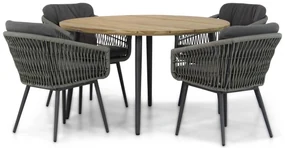 Tuinset Ronde Tuintafel 4 personen 130 cm Rope Grijs Lifestyle Garden Furniture Western/Montana