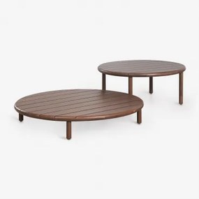 Set Van 2 Ronde Salontafels Voor De Tuin Van Acaciahout Olivia Donker Acaciabruin & Donker Acaciabruin - Sklum