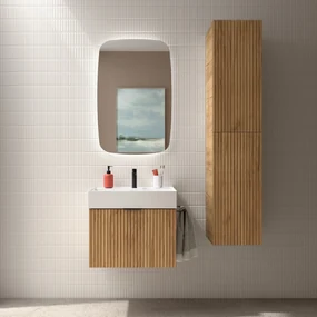 Muebles Raya onderkast ribbelfront 70cm met 1 softclose lade warm eiken