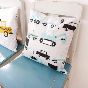 ANNI Design - Kussen Kinderkamer Graafmachine Licht - Blauw