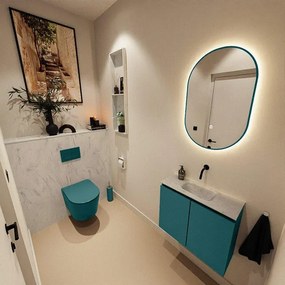 MONDIAZ TURE-DLUX 60cm toiletmeubel Smag. EDEN wastafel Opalo positie midden. Zonder kraangat. TUREDX60SMAM0OPA