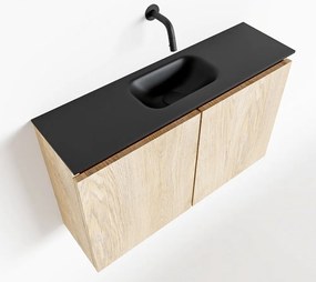 Mondiaz Ture 80cm toiletmeubel washed oak met wastafel urban midden geen kraangat