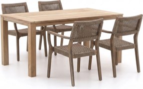 + 15% kassakorting | Diningset ROUGH  | 4 personen teakhout | Tuinset stapelbaar | 5-delig | Kees Smit Tuinmeubelen