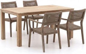 Diningset ROUGH  | 4 personen teakhout | Tuinset stapelbaar | 5-delig | Kees Smit Tuinmeubelen