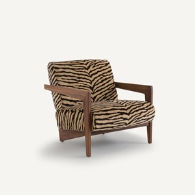 Fauteuil in massief notenhout met dierenprint, Izag