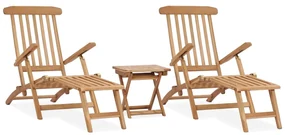 vidaXL Terrasstoelen met voetensteun en tafel massief teakhout
