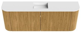 Mondiaz Joya 115cm toiletmeubel ronding links/rechts oak met wastafel faye midden zonder kraangat talc