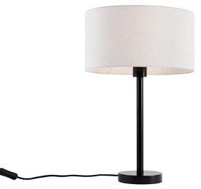 Tafellamp zwart met ovale linnen kap wit 35cm - Simplo Modern E27 rond Binnenverlichting Lamp