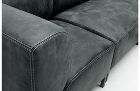 Goossens Excellent Hoekbank Marshall Met Hocker zwart, leer, 2 x 1,5-zits, urban industrieel