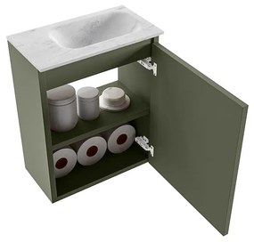 Mondiaz Ture DLux toiletmeubel 40cm army met wastafel opalo rechts zonder kraangat