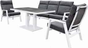 Vegas stoel bank dining loungeset 4 delig verstelbaar aluminium wit