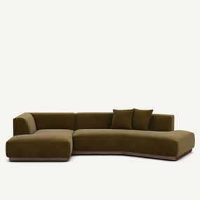 Linker open hoekbank fluweel, Jacopo