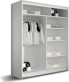 Kledingkast Closico 114, Wit, 200x150x58cm, 115 kg, Kledingkast deuren: Schuivend, Aantal planken: 5, Aantal planken: 5