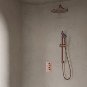 Saniclear Copper inbouwregendouche 20cm met wandarm, 3 standen handdouche en glijstang geborsteld koper