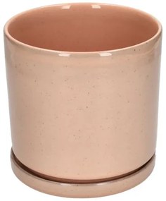 Bloempot met schotel, aardewerk, oudroze,Ø16 x 15 cm