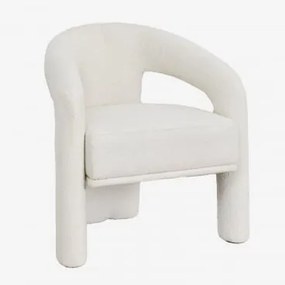 Set Van 2 Gestoffeerde Eetkamerstoelen Met Armleuningen Greca Bouclé Wit - Sklum