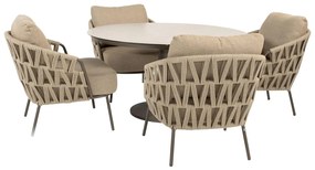 Taste by 4 Seasons Sarah low dining tuintafel terre met keramisch geprint blad Ø 130 cm Tuintafel   bruin weerbestendig