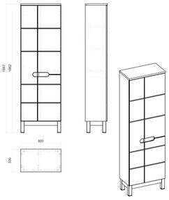 Comad Bali White 900 FSC hoge kast 187x60cm eiken/wit