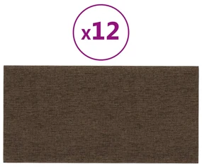vidaXL Wandpanelen 12 st 0,54 m² 30x15 cm stof bruin