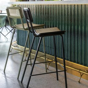 Zuiver Jort Hoge Retro Barkruk Met Rotan Zwart