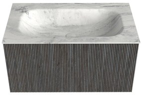Mondiaz Kurve-dlux 80cm badmeubel shadow met 1 lade en wastafel big small midden zonder kraangat opalo
