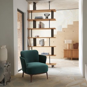 Fauteuil in massief notenhout en fluweel, Jabote