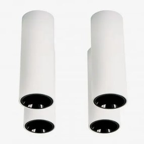 Pack Van 4 Ronde Led-opbouwplafondlampen Ø7,2 Cm Voor Buiten In Aluminium Luisiana Wit – Zwart & 38º & Wit Koud 4000k & 11 W - Sklum