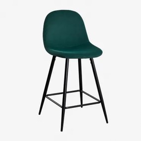 Set Van 2 Hoge Krukken Van Glamm-fluweel Zwart & Jungle Groen & ↑65 Cm - Sklum