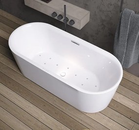 Riho Modesty vrijstaand bubbelbad sparkle mood 170x75cm wit glans