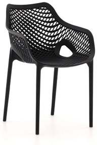 Dining tuinstoel | Forza  Ripi | Kunststof | Zwart | Stapelbaar | Kees Smit Tuinmeubelen