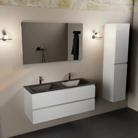 Mondiaz Aivy badmeubel 120cm talc met wastafel solid surface urban dubbel 2 kraangaten en spiegel