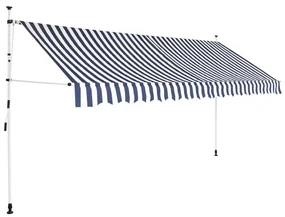 vidaXL Luifel handmatig uittrekbaar 400 cm blauw en witte strepen