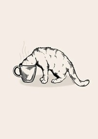 Ilustratie Coffee Cat in black, Tara Royle