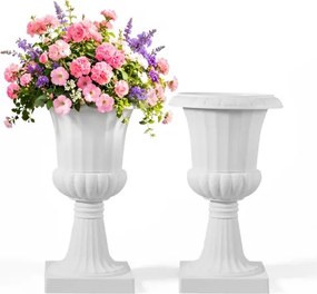 VEVOR Plastic Bloempotstandaard, 25 x 42 cm, 2-Pack, Bloempot, Plantenschaal, Witte Bloempotten, voor Veranda, Bruiloft, Feest, Huis, Podium, Balkon, Terrasdecoratie