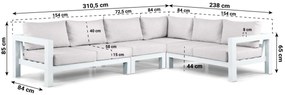Hoek loungeset 6 personen Aluminium Wit  Lifestyle Garden Furniture Luca