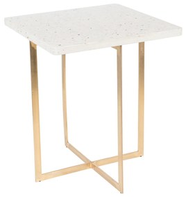 Zuiver Luigi Square Bijzettafel Terrazzo Wit - 40 X 40cm.