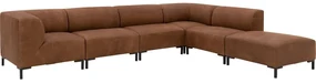 Goossens Excellent Hoekbank Marshall Met Hocker bruin, leer, 1,5-zits, urban industrieel