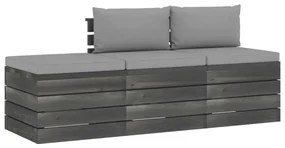 vidaXL 3-delige Loungeset met kussens pallet massief grenenhout