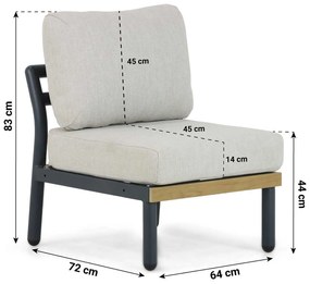 Hoek loungeset 6 personen Aluminium Grijs  Santika Furniture Santika