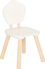 Atmosphera Kids Bloemen Kinderstoel - 23x23x47cm - Wit Grenen/MDF - Ergonomisch&amp;Speels Stoeltje