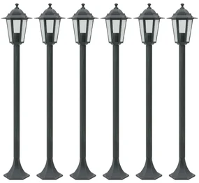 vidaXL Paalverlichting voor tuin E27 110 cm aluminium donkergroen 6 st