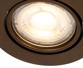 Set van 12 Moderne inbouwspots donker brons kantelbaar - Cisco Modern GU10 IP44 rond Binnenverlichting Lamp