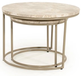 Ronde Salontafelset Marmer - 60 X 60cm.