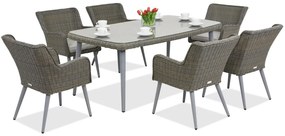 Exclusieve dining tuinset van kunststof rotan Córdoba voor 6 personen Garden Point grijs