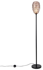 Design vloerlamp zwart met koper 30 cm - Sarella Design E27 Binnenverlichting Lamp