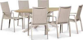 Tuinset 6 personen 220 cm Aluminium Zand/Beige Lifestyle Garden Furniture Ultimate/Matara