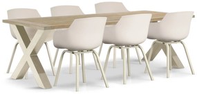 Tuinset 6 personen 240 cm Kunststof Taupe Lifestyle Garden Furniture Salina/Cardiff