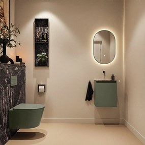 Mondiaz Ture DLux toiletmeubel 40cm army met wastafel lava midden zonder kraangat