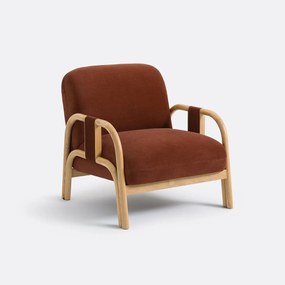 Loungestoel, fluweel en essenhout, VINDY